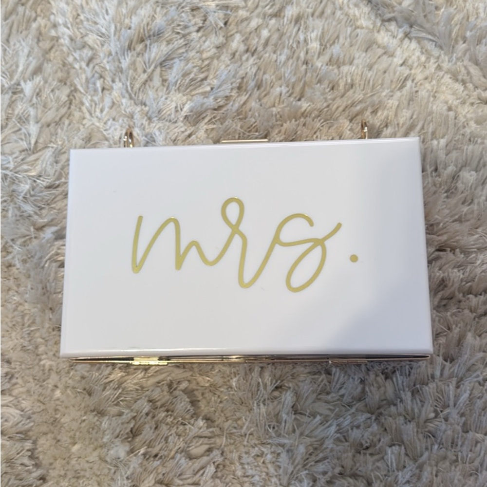 White and Gold 'Mrs.' Clutch